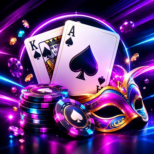 Card de blackjack ao vivo com mesa escura e fichas douradas