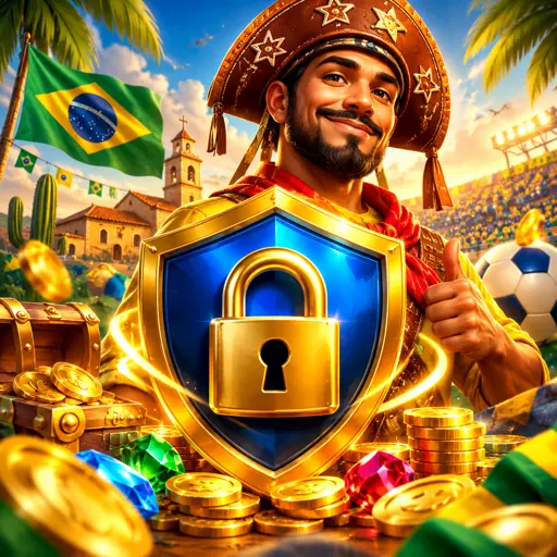 Escudo dourado representando a criptografia SSL 256 bits que protege a conta 7PPP